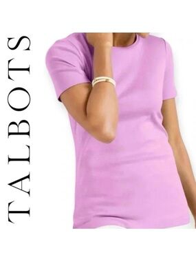 The Talbots Tee Misses XL Lilac Purple Short Sleeve Pima Cotton NWT